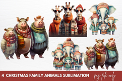 Christmas Family Animals Clipart Sublimation Product Image 1