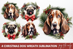 Christmas Dog Wreath Sublimation Clipart Product Image 1