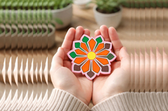 Rangoli flower mandala plywood base laser cut file bead sort Product Image 5