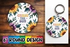 Bright Round Keychain Sublimation, Flower Quote Product Image 1