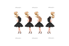 Birthday Girl Clipart Black Dress | Fashion Woman Champagne Product Image 4