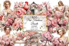 Watercolor Pink Farmhouse Clipart Bundle Floral Clipart PNG Product Image 8