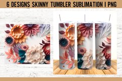 3D Papercut Flowers Tumbler Sublimation Design PNG Product Image 5