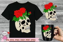 Skull with Roses Svg, Layered Svg, Sugar Skull Svg Product Image 1