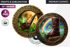 Saint Patrick Clipart Celtic Irish PNG round coaster Product Image 1