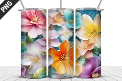 3D White Flowers Tumbler Wrap | Sublimation Design | Tumbler Product Image 1