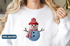 Christmas Faux Yarn Crochet Snowman Png sublimation Product Image 5