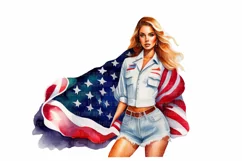 USA Independence Day Girls Clipart Set, 4th of July clipart Product Image 6