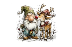 7 JPG Whimsical Cute Christmas Gnomes Illustrations Bundle Product Image 4