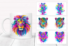 Rainbow Animals Mug Bundle. Colorful Animals Sublimation Product Image 8