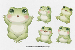 15 Bundle Watercolor Cute Frog Baby Fat Frog Green Animal Product Image 5