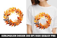 Autumn Fall Floral Frame Sublimation T-Shirt Design Product Image 1