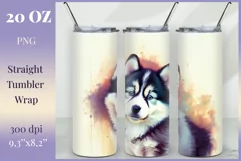 Watercolor Dog Sublimation Tumbler Wrap | 20 oz Straight Png Product Image 1