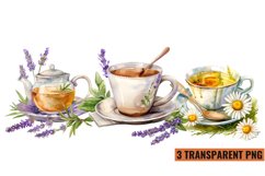 Watercolor Herbal Tea Clipart, PNG Product Image 1