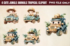 Cute Jungle Animals Tropical Clipart PNG Product Image 1