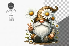 Gnome clipart, Gnome and daisies clipart, Daisies Product Image 1