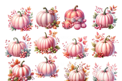 Pink Pumpkins Clipart, Pink Halloween PNG Product Image 5