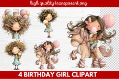 Birthday Girl Clipart | Cute Celebration PNG Illustration Se Product Image 1
