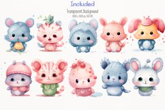 Cute Cartoon Character Watercolor 45 Cliparts Collection Product Image 5