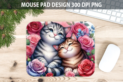 Watercolor Cat Mouse Pad Sublimation - Valentines Png Product Image 1