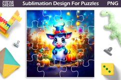 Cute Cow Sublimation For Puzzle | Fall Cow Puzzle Product Image 1