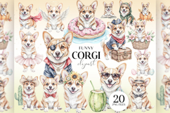 Funny Corgi Clipart, 20 PNG Cute Dog Product Image 1