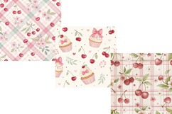 Coquette Cherry Gingham Seamless Patterns | Cute Retro Product Image 5