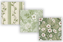 Olive Toile Digital Paper Pack, Vintage Floral Toile Product Image 5