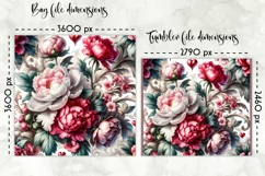 Vintage Floral Lunch Bag Design | Baroque Peony Flowers Product Image 2