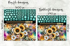 Flowers on Animal Print Lunch Bag Design, Embossed Leather Product Image 2