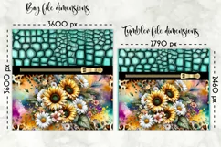 Flowers on Animal Print Lunch Bag Design, Embossed Leather Product Image 2