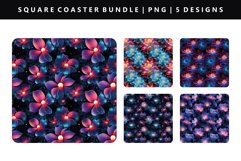 Flower Square Coaster Design | Square Coaster PNG Product Image 1