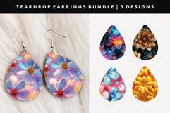 Flower Teardrop Earring Sublimation PNG Bundle Product Image 6