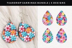 Flower Teardrop Earring Sublimation PNG Design Product Image 1