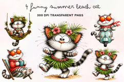 Funny Summer Beach Cat PNG Clipart Product Image 1