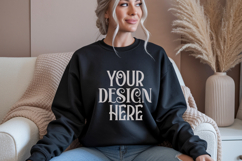 Gildan 18000 Black Sweatshirt mockup Product Image 1
