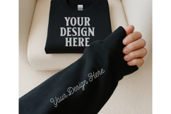 Gildan 18000 Black Sleeve Sweatshirt Mockup | Cozy Crewneck Product Image 1