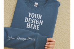Gildan 18000 Blue Jean Sleeve Sweatshirt Mockup Product Image 1