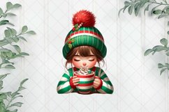 Girl Enjoy Hot Drink Clipart Product Image 1