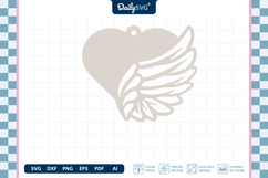 Angel Wing Heart Earrings Laser Cut SVG Product Image 1