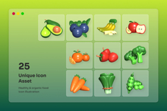 Healthy &amp; Organic Food 3D Icon Pack Product Image 5