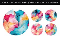 Alcohol Ink Keychain And Car Coaster Sublimation Design Product Image 1
