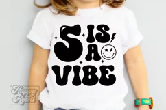 5 Is A Vibe SVG - 5th Birthday Retro - Five Birthday Boy PNG Product Image 1