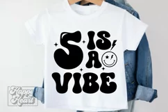 5 Is A Vibe SVG - 5th Birthday Retro - Five Birthday Boy PNG Product Image 5