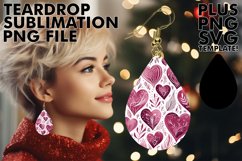 Watercolor Magic: Teardrop Earrings with Hearts Product Image 1