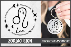 Leo Zodiac Sign SVG. Horoscope Keychain Laser Cut File. Product Image 1