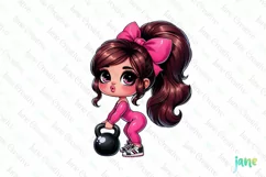 Little Girl With Gym Sublimation Clipart Product Image 1