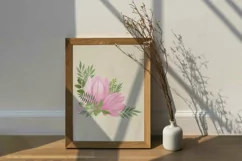 Magnolia Flower sublimation watercolor bouquet, PNG, JPEG Product Image 5