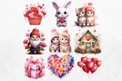 Watercolor Valentine Clipart Bundle Product Image 3