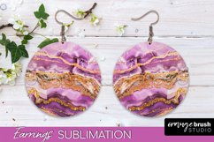 Marble Texture Round Earring Sublimation, Abstract Earrings Product Image 1